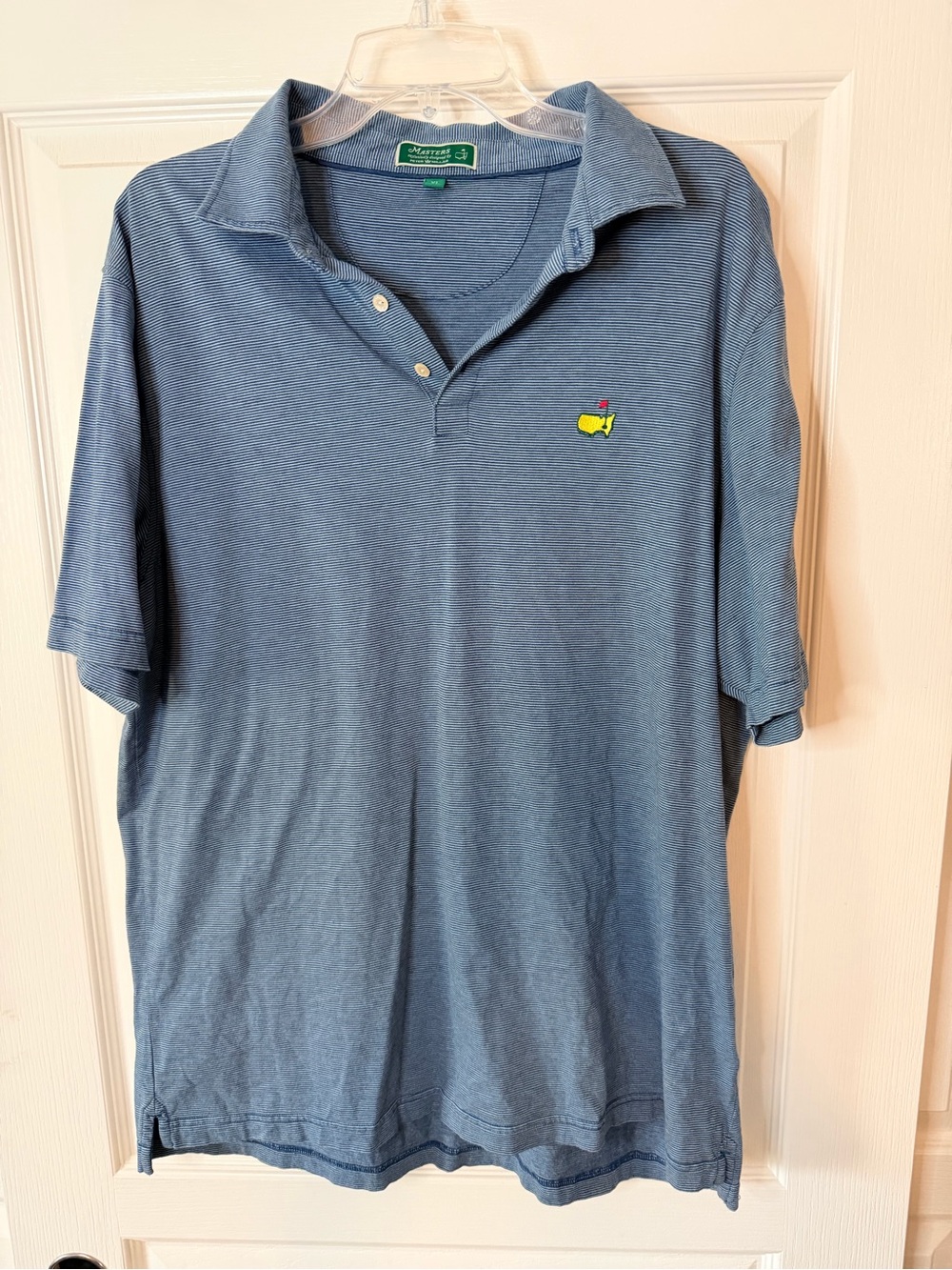 Peter Millar Heathered Blue Short-Sleeve Polo with Logo
